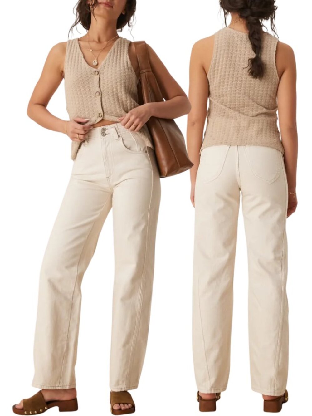 We The Free Aster Straight Leg Denim Jeans Women's 33 Ecru Ivory Free People NWT